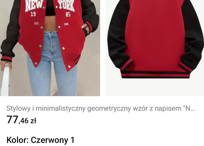 Grajewo ogłoszenia: Nowa Bluza bejsbolówka w czerwono-czarne kolory, rozpinana, w...